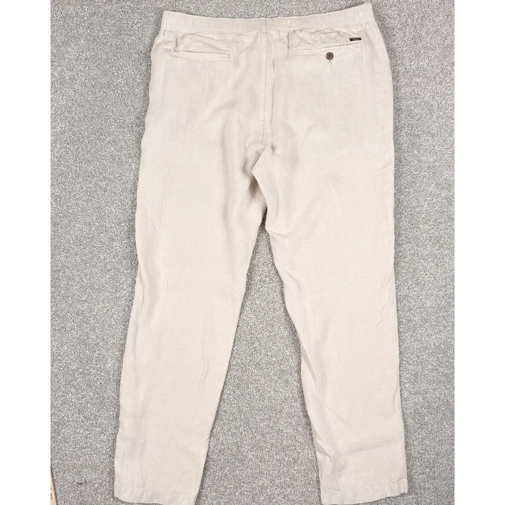 Faherty Linen Pants Men XXL White Drawstring Beach Coastal Resort Casual